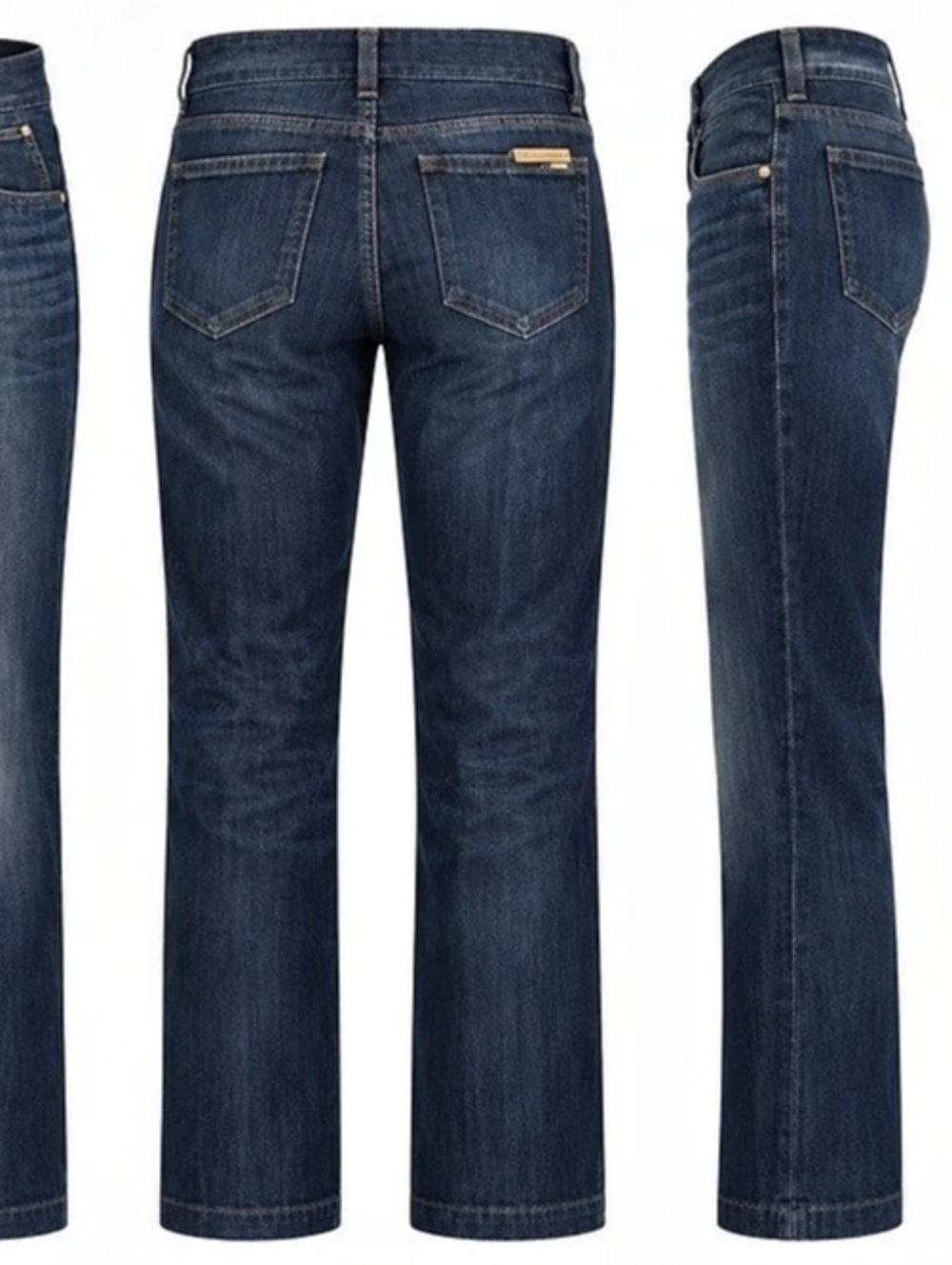 Dolce & Gabbana Dark Wash Denim Jeans with Metal Logo Plaque Straight Leg Jeans
